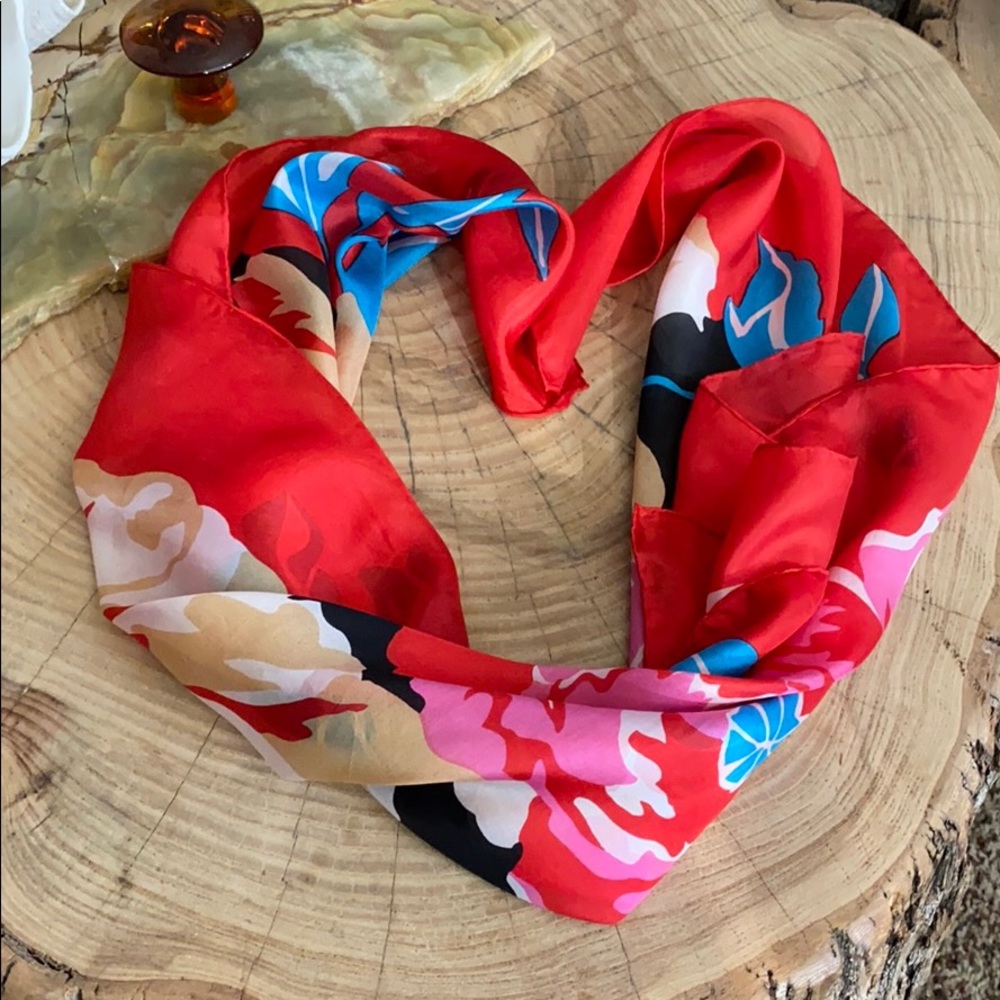 Large floral silky scarf